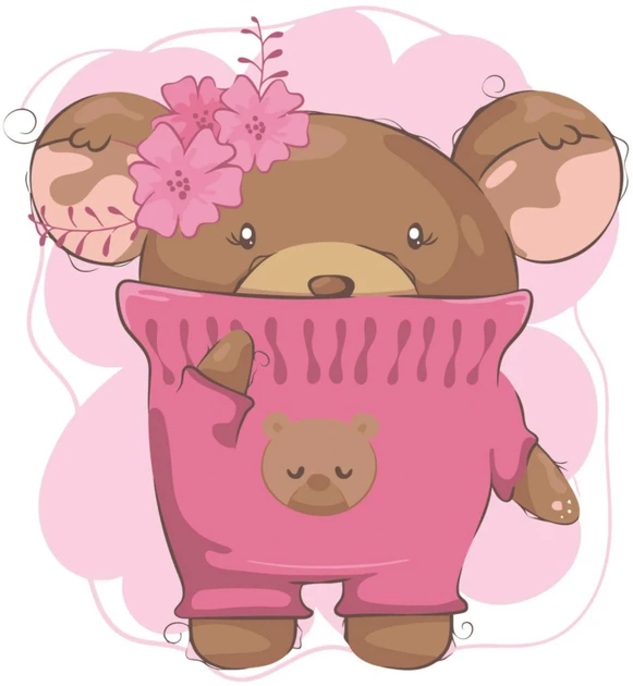 Tablou pe numere 30x30 cm "Ursulet in Pulover"