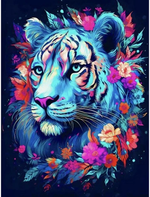 Mozaica cu Diamante F/R 40x50 cm "Tigru in Flori"
