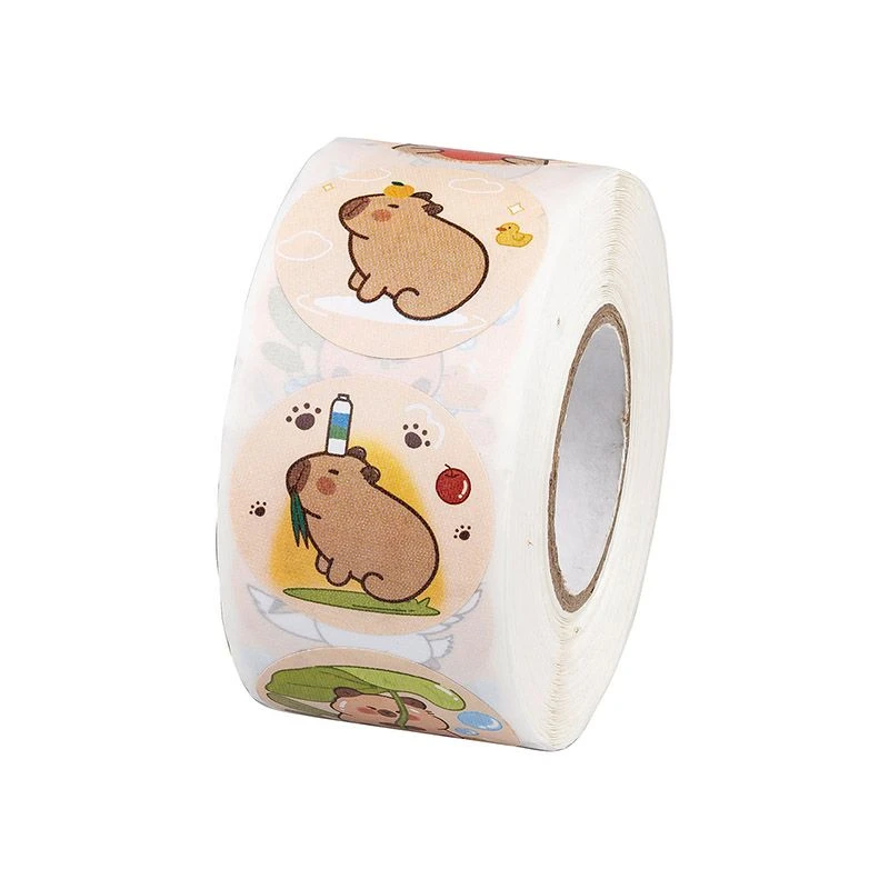 Stickere autoadezive hartie d.25mm 500buc/rulou CAPYBARA