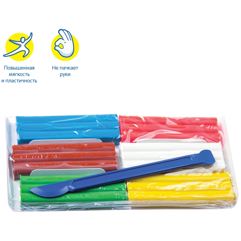 Plastilină 6 cul.90 gr.+cutit, cu ceară "Raton" / MULTI PULTI