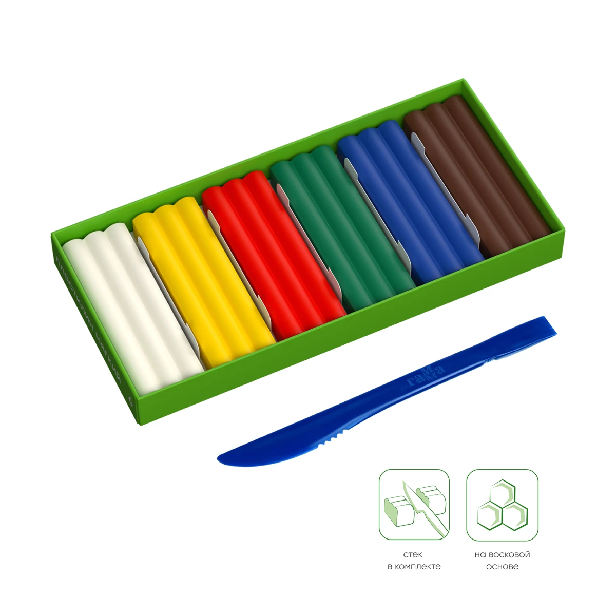 Plastilină 6 cul.90 gr.+cutit,cu ceara "Albinuta" / GAMMA