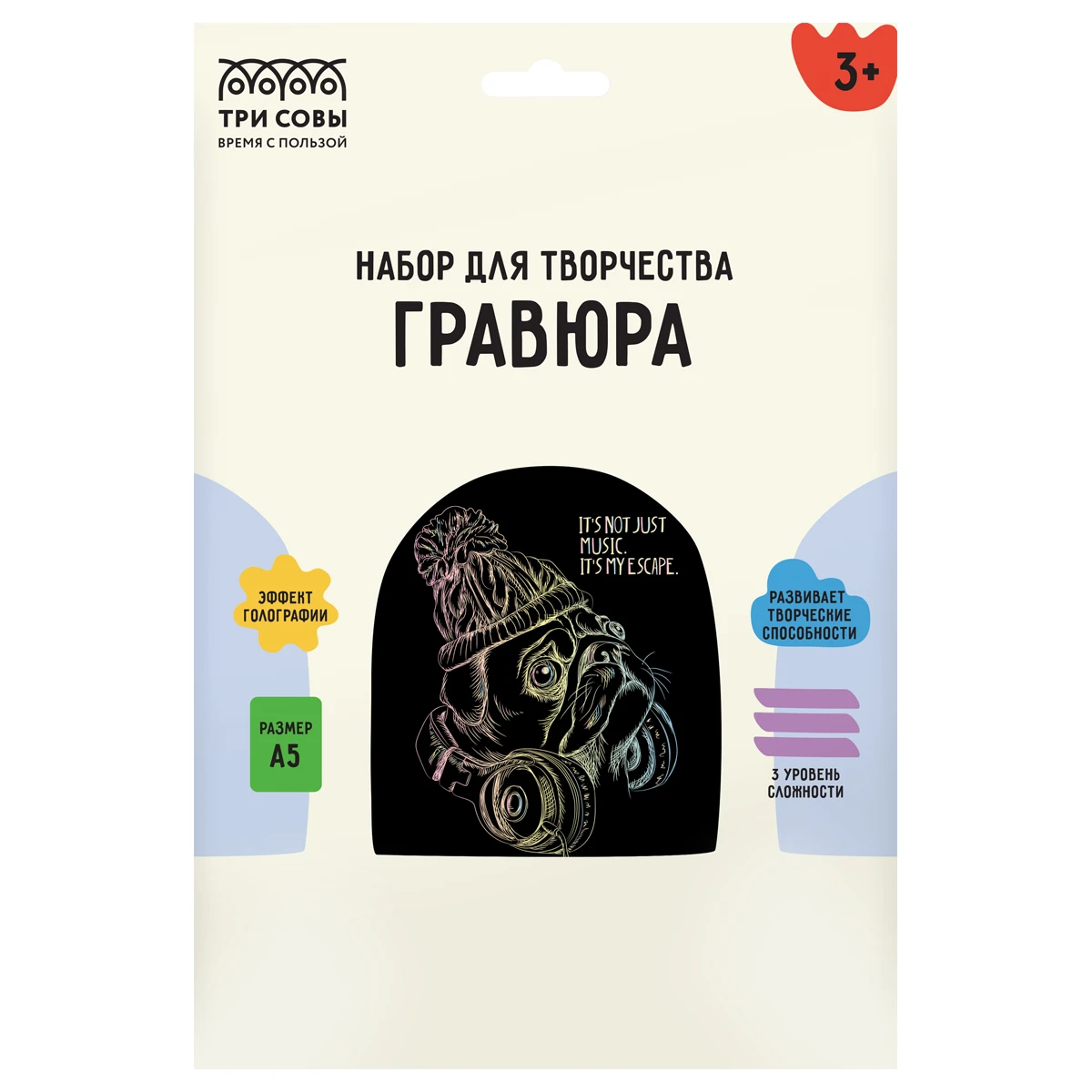 Gravura cu efect holografic "Meloman",A4, ТРИ СОВЫ