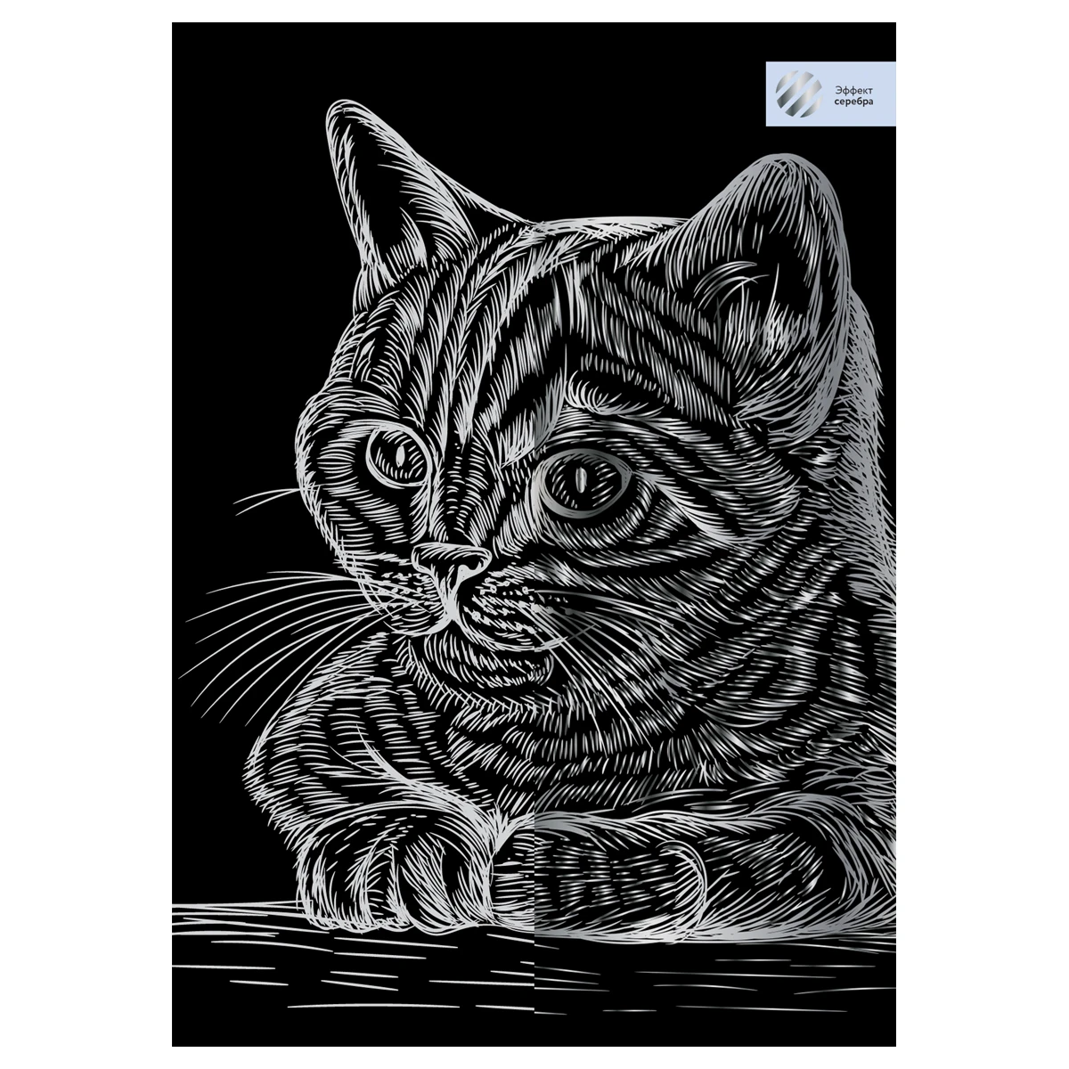 Gravura cu efect argintiu, A4, "Pisoi" ТРИ СОВЫ