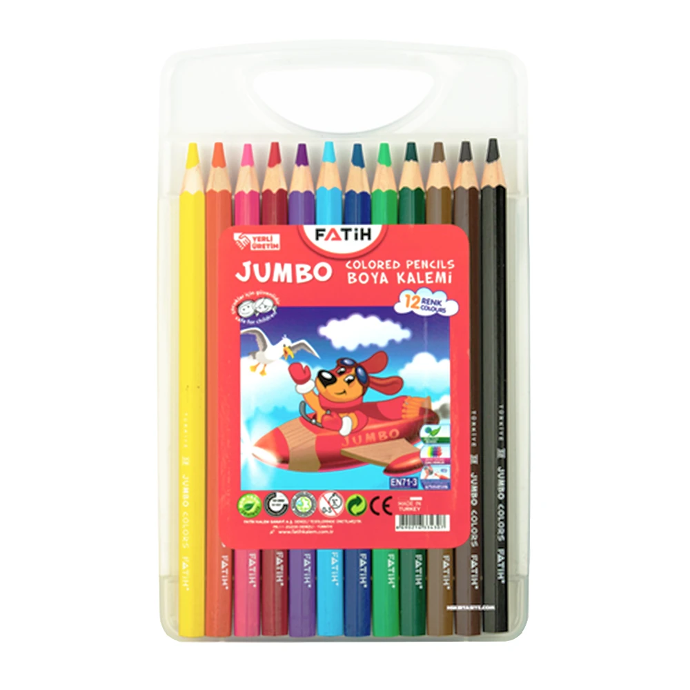 Creioane colorate 12 cul. JUMBO cut.plastic Fatih 33430