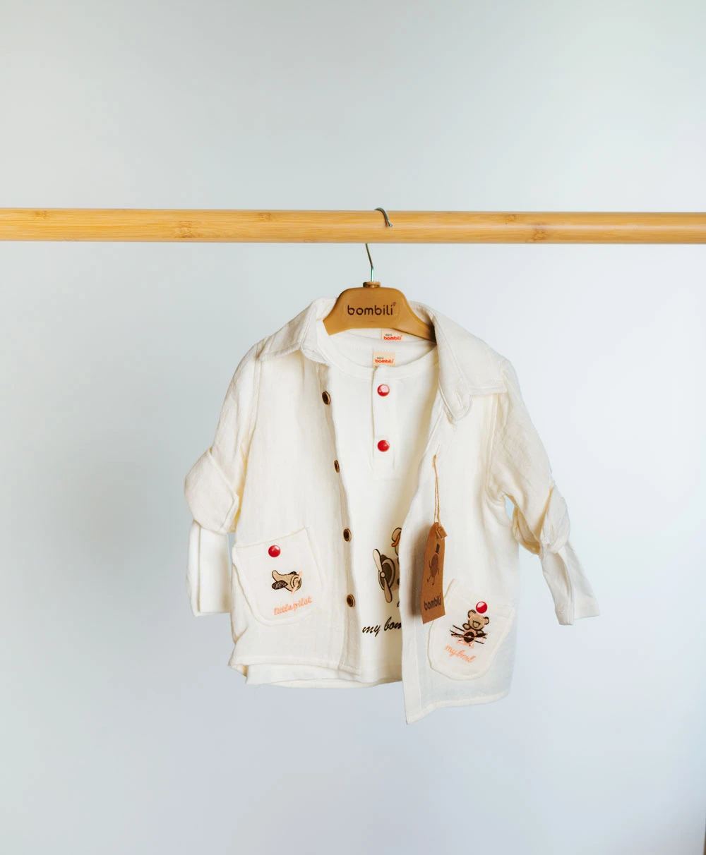 Set băieți 3 piese (cămașă, tricou, pantaloni)