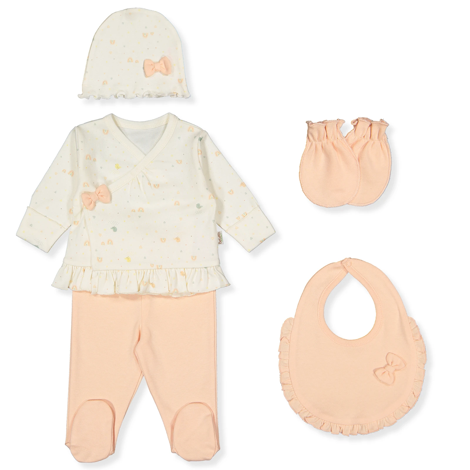 Organic set de zi bebelusi fete piersica