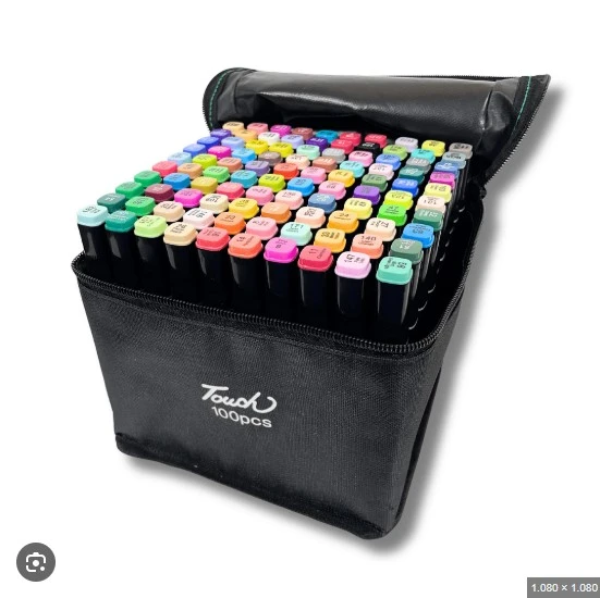 Marker varf dublu set 100 cul. textil