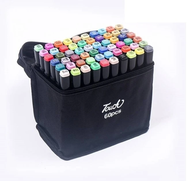 Marker varf dublu set 60 cul. textil