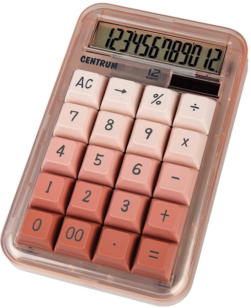 Calculator 12 digiti (en.solara+AAA battery) roz