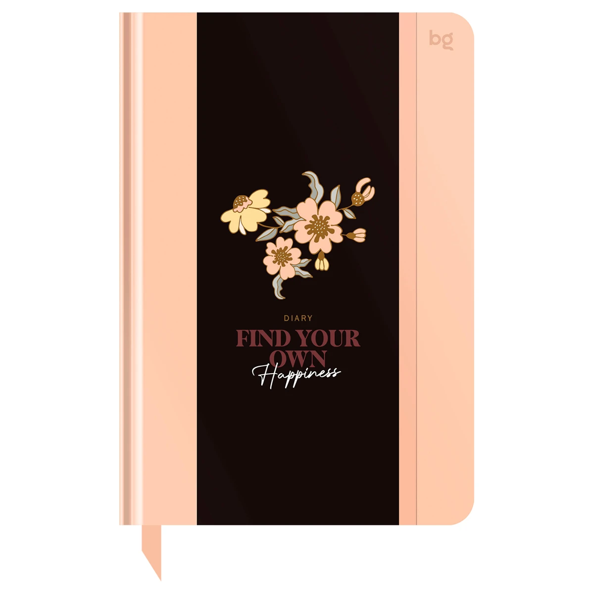Agenda nedatata А5, 136foi, "Flowery. Peach", laminare lucioasa,folie de aluminiu,BG