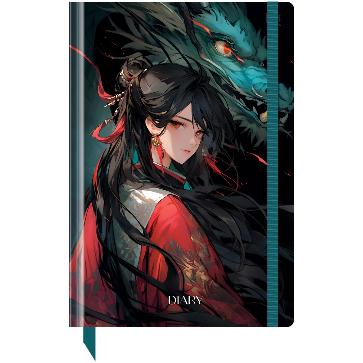 Agenda nedatata А5, 136foi,"Girl and dragon", laminare lucioasa,cu elastic,BG