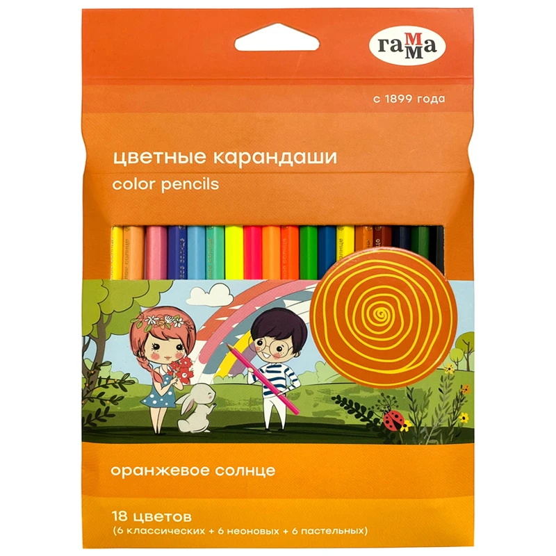 Creione colorate 18 cul.(6 clasice +6 pastel+6 neon) Soare Oranj ,GAMMA