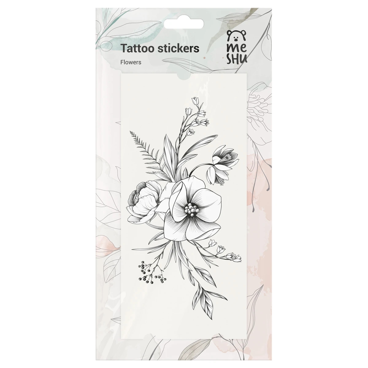 Abtibild-Tatuaj  "Flowers",3 foi, 9*19см,MESHU