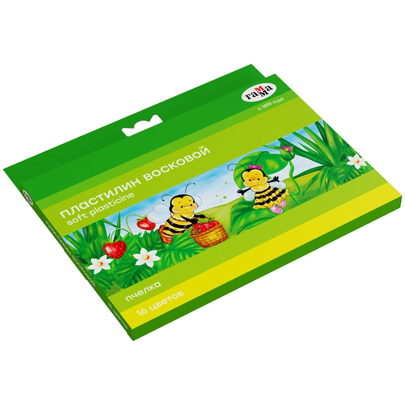 Plastilina 16 cul.240 gr.+cutit,cu ceara "Albinuta" / GAMMA