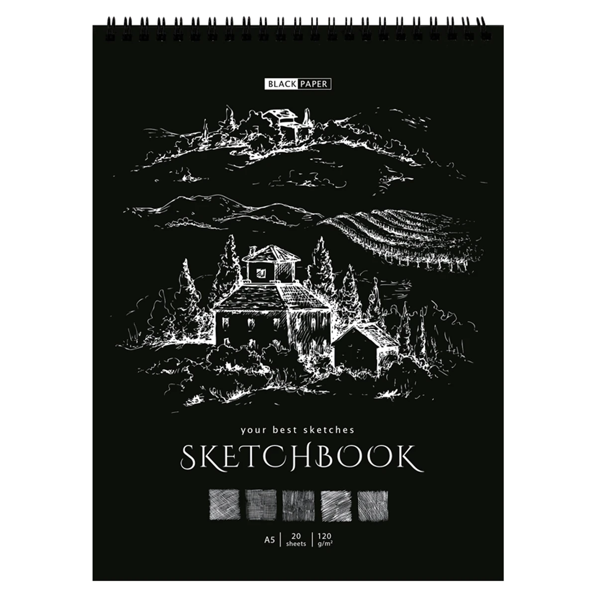 Sketchbook 20foi, А5  "Black line. House", pe spira,120gr/m2 / ArtSpace