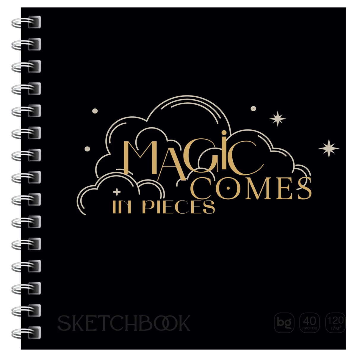 Sketchbook 40foi, 170*170 "Magic comes", pe spira, laminare mata, Soft Touch, 120gr/m2 / BG