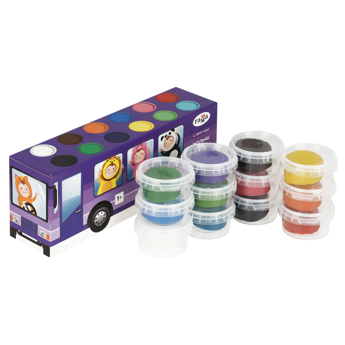 Pasta de modelat 12 cul."Autobus" 720 gr. / GAMMA