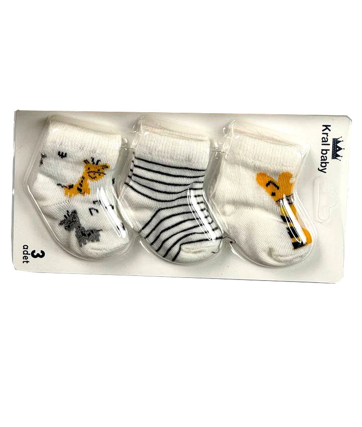 Set 3 perechi de sosete bebe unisex girafa