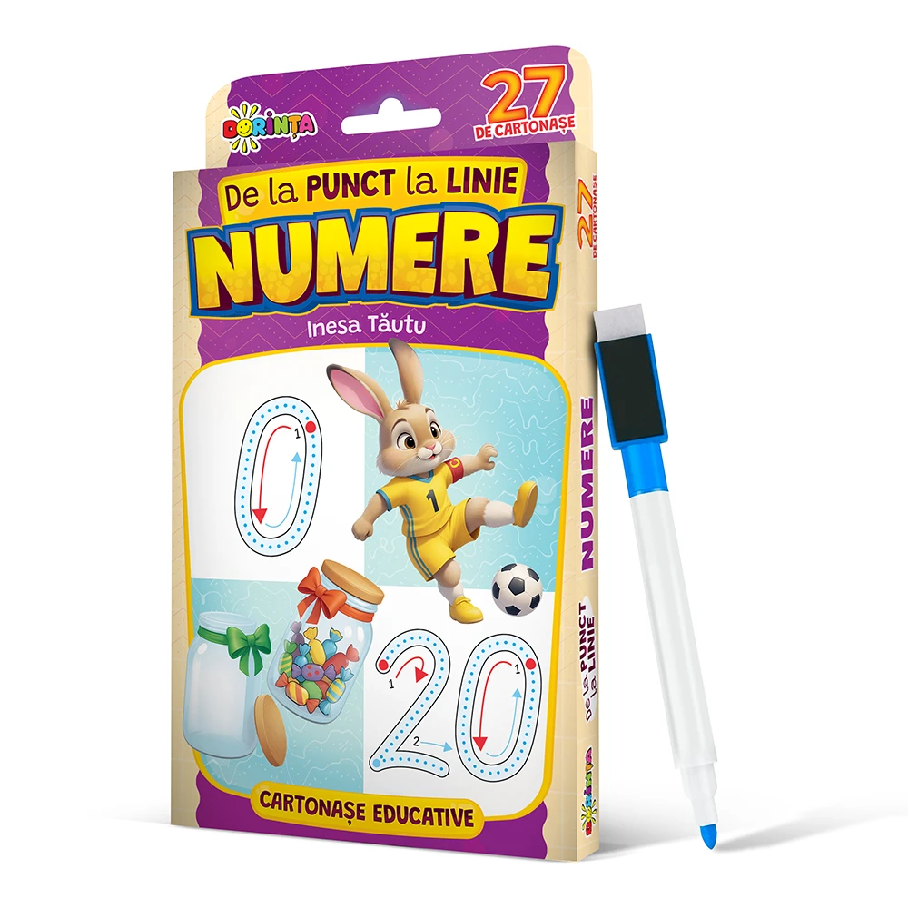 27 de cartonase educative. De la punct la linie. Numere