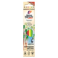 Creioane color Scoala Creatie din lemn triunghiular 6 cul  Луч