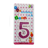 Lumânare cifra 5 Sclipici