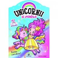 Unicornii și prințesa printre curcubeie (cu autocolante)