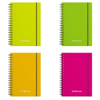 Carnet cu spira ErichKrause, Neon, asortiment, А6, 80 file, mate, cop. plastic, cu elastic 50648