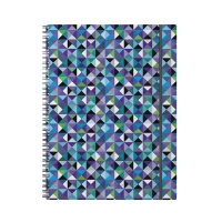 Carnet cu spira ErichKrause® Cubes, А4, 80 file, mate, cu elastic