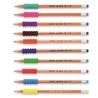 Creion simplu Natural Taiga cu radiera si suport de cauciuc p/u degete Fatih