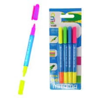 Marker evidentiator SuperFluo dublu/varf oblic/set 4 buc.div.culori