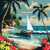 Tablou pe numere "Plaja insorita" 40x40cm KHO2781