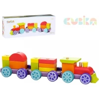Jucarie din lemn "Trenulet-curcubeu"(15piese)