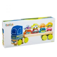 Jucarie din lemn "Camion cu masinute"(12piese)