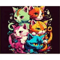 Mozaica cu Diamante 30x40 cm "Cinci Pisici"