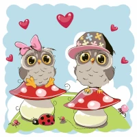 Tablou pe numere 30x30 cm "Bufnite indragostite"/Strateg ES-0840