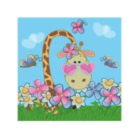 Tablou pe numere 30x30 cm "Girafa in Flori"