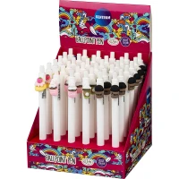 Pix cu bila retractibil COFFEE albastru 0.7mm