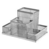 Organizator metalic pu birou (argintiu)