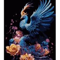 Tablou pe numere  40x50 cm "Phoenix în flăcări florale"