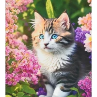 Mozaica cu Diamante 40x50 cm "Pisica în gradină"