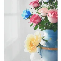 Mozaica cu Diamante 40x50 cm "Vază cu trandafiri"