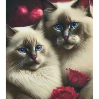 Mozaica cu Diamante 30x40 cm "Pisicuțele în trandafiri"