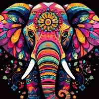 Tablou pe numere  40x40 cm "Elefant exotic"