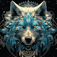 Tablou pe numere 40x40 cm "Portret de lup in stil artistic"