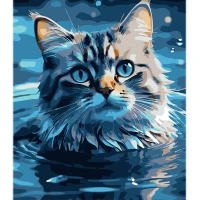 Tablou pe numere 30x40 cm "Pisică în apă"