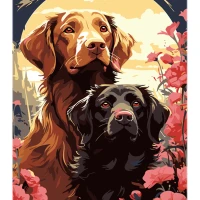 "Tablou pe numere 30x40 cm ""Perechea de căței"