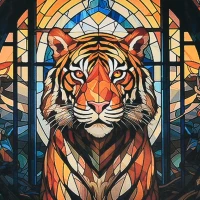 Mozaica cu Diamante 30x30 cm "Privirea tigrului"
