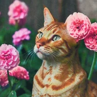 Mozaica cu Diamante 30x30 cm "Pisica roșcată"