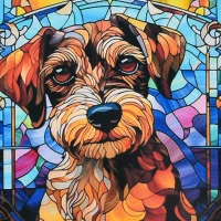 Mozaica cu Diamante 30x30 cm "Câinele vitral"