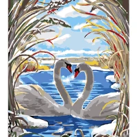 Tablou pe numere 30x40 cm "Dragostea lebedelor"